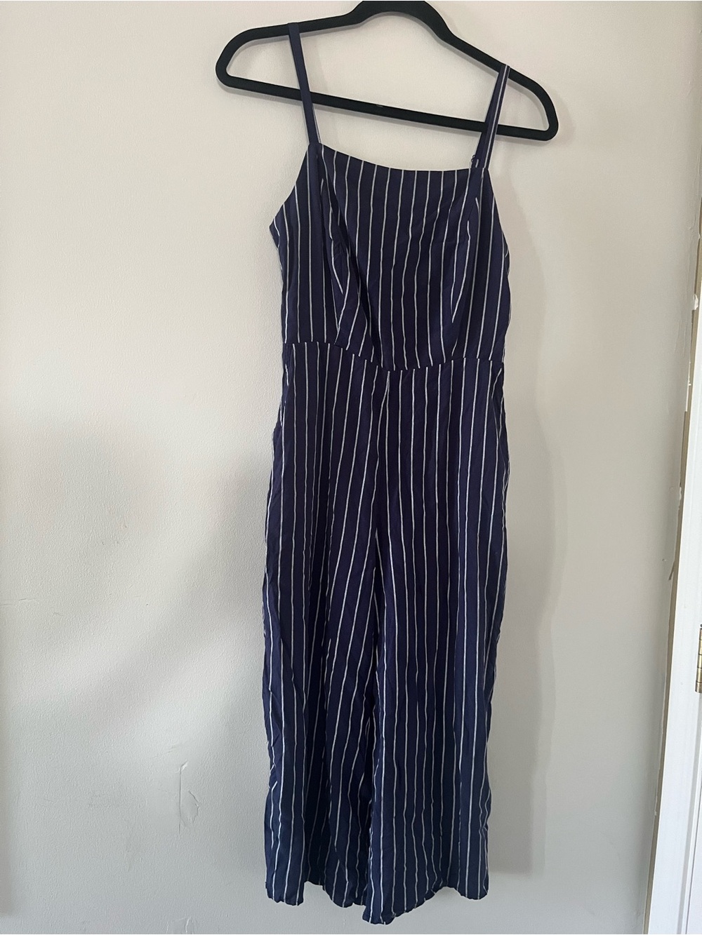 Old Navy Blue White Striped Wide Leg Jumpsuit Medium Coastal Nautical Beach